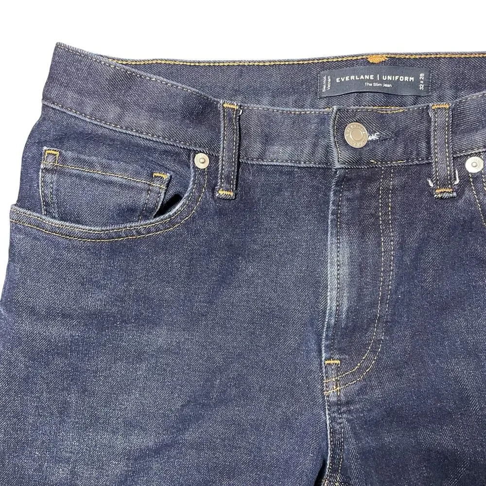 Everlane Uniform The Slim Jean Dark Wash Blue Jeans Faded Size 32 W x 28 L